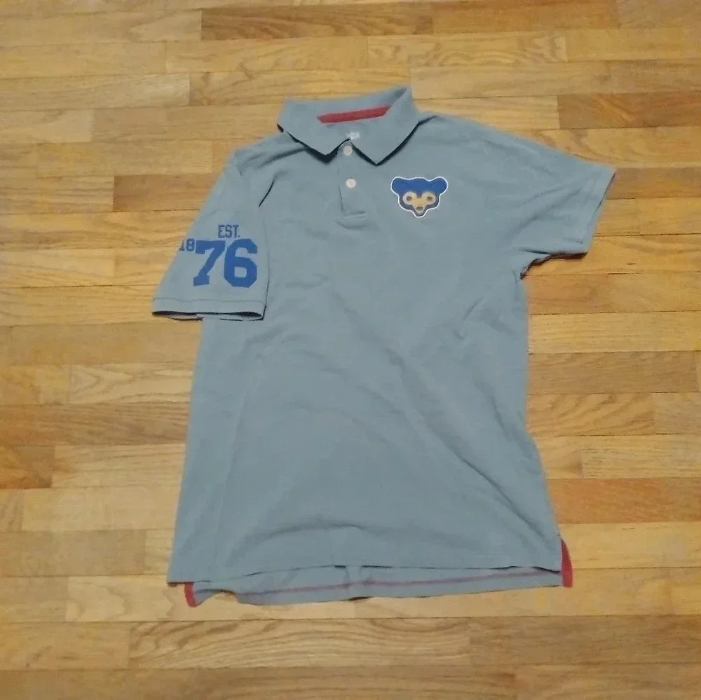 MLB Chicago Cubs Retro Blue Polo Shirt Mens M Embroidered Cooperstown Cubbies